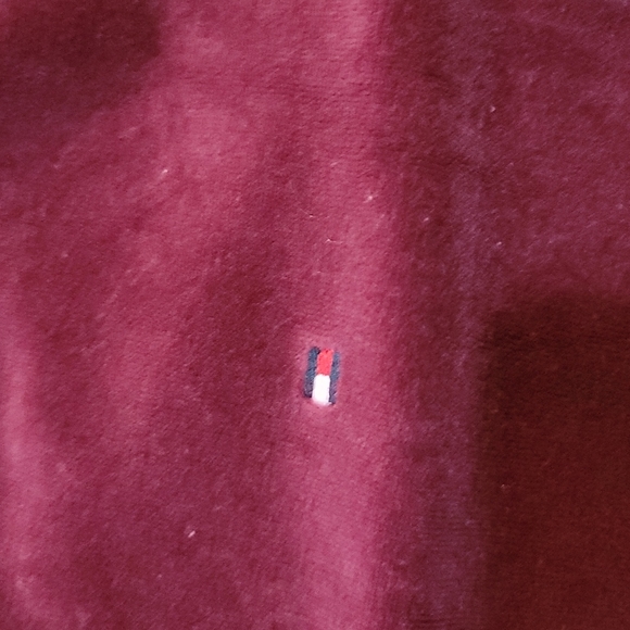 Very gently used velvet Tommy Hilfiger zip-up sweater size XL purple with hood - Picture 2 of 7